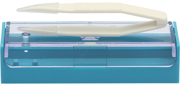 Пинцет маленький белый в синем футляре 6 см PC-871-К