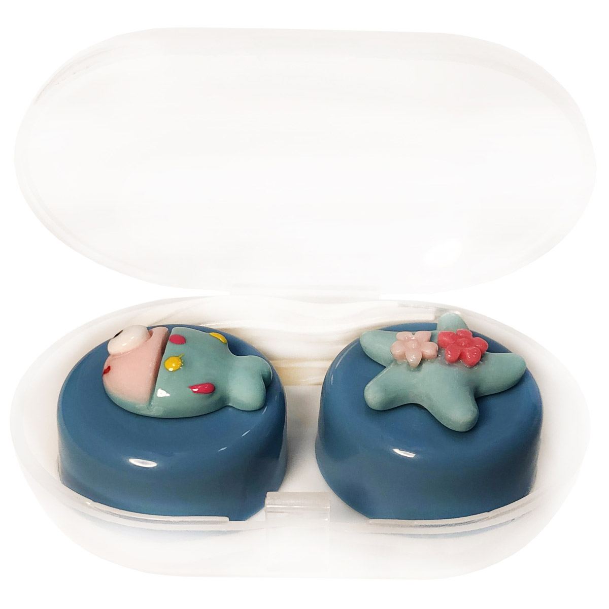 Футляр прозрачный с контейнером, пинцетом и палочкой (синий)