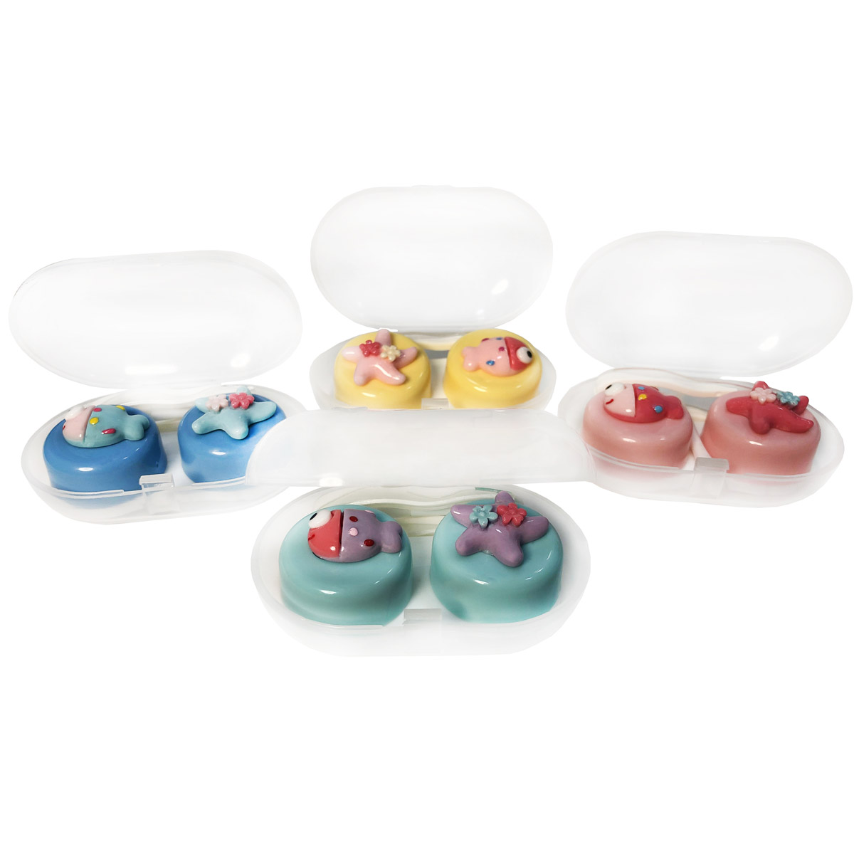 Футляр прозрачный с контейнером, пинцетом и палочкой (синий)