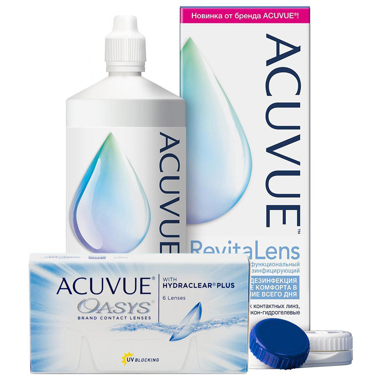 Комплект Аcuvue Oasys 6 шт и раствор Acuvue Revitalens 300 мл