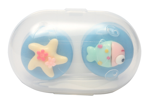 Футляр прозрачный с контейнером, пинцетом и палочкой (голубой) 