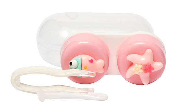 Футляр прозрачный с контейнером, пинцетом и палочкой (красный)