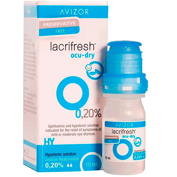 Капли без консервантов AVIZOR Lacrifresh Ocu-Dry 0,2% 10 мл