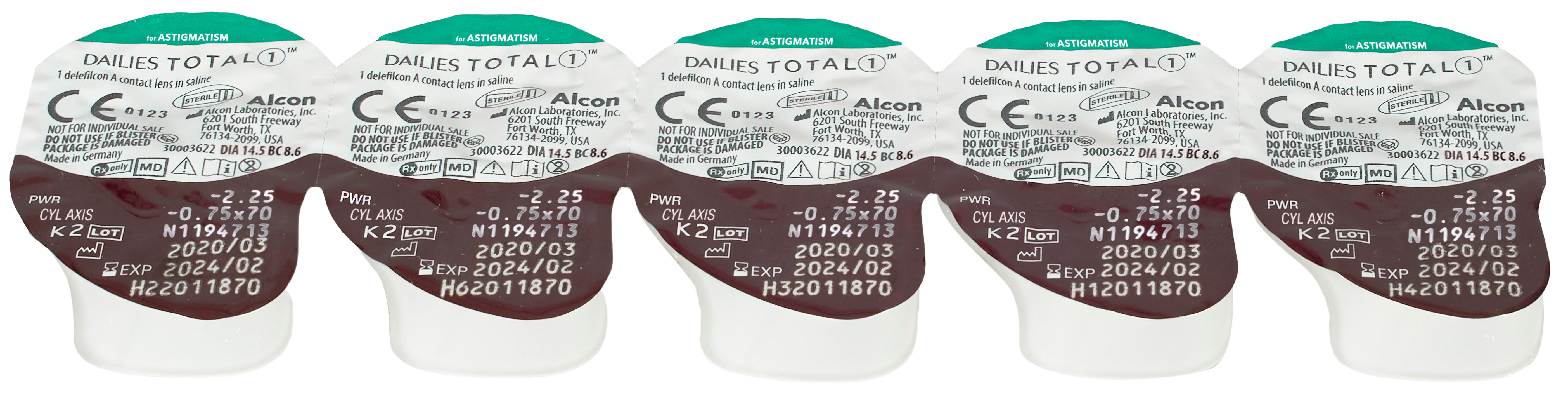 Линзы Alcon DAILIES TOTAL1 for Astigmatism 30 линз
